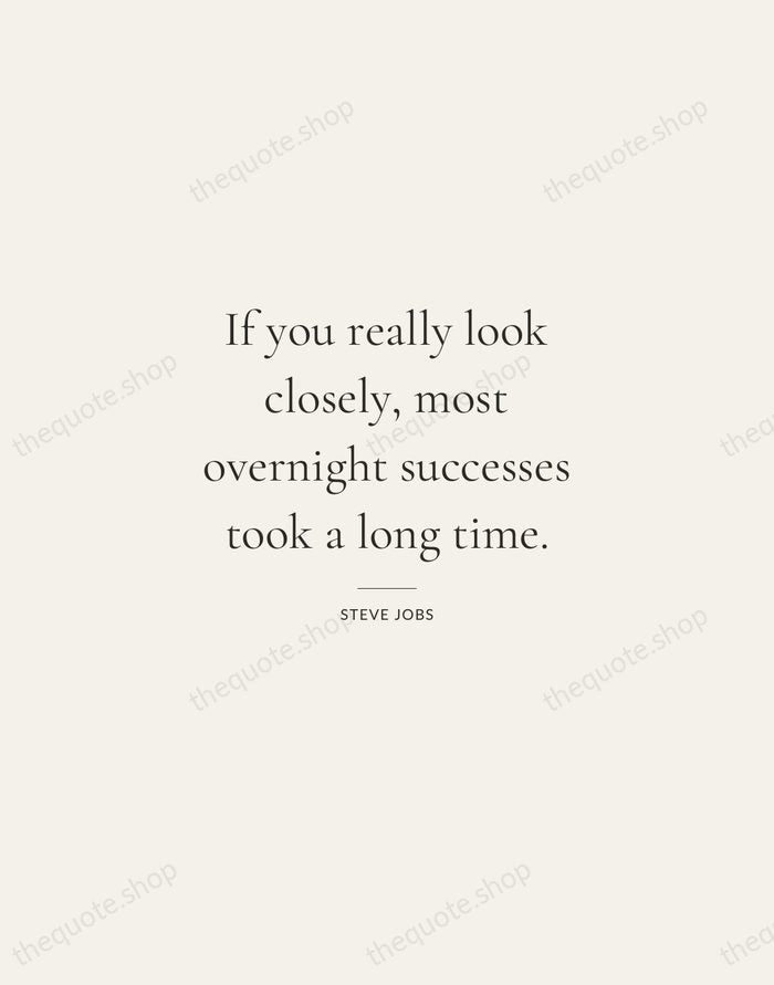 If you really look closely, most overnight successes took a long time. — Steve Jobs — Gallery Rule
