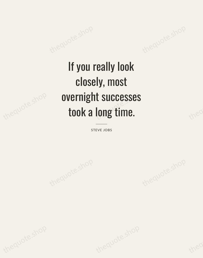 If you really look closely, most overnight successes took a long time. — Steve Jobs — Letterpress Caps