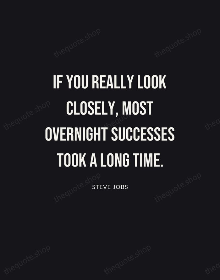 If you really look closely, most overnight successes took a long time. — Steve Jobs | Printable Wall Art — Poster Condensed