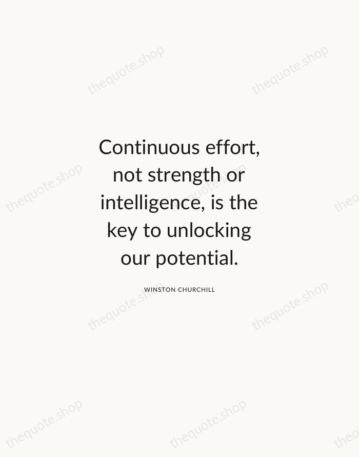 Continuous effort, not strength or intelligence, is the key to unlocking our… — Winston Churchill — Modern Sans Calm