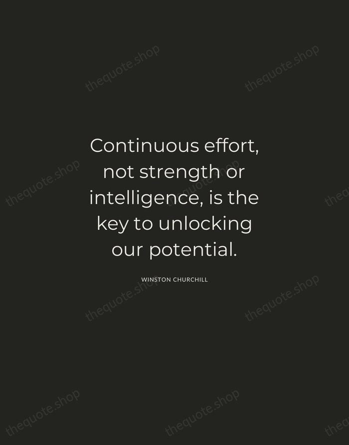 Continuous effort, not strength or intelligence, is the key to unlocking our… — Winston Churchill — Charcoal Sans