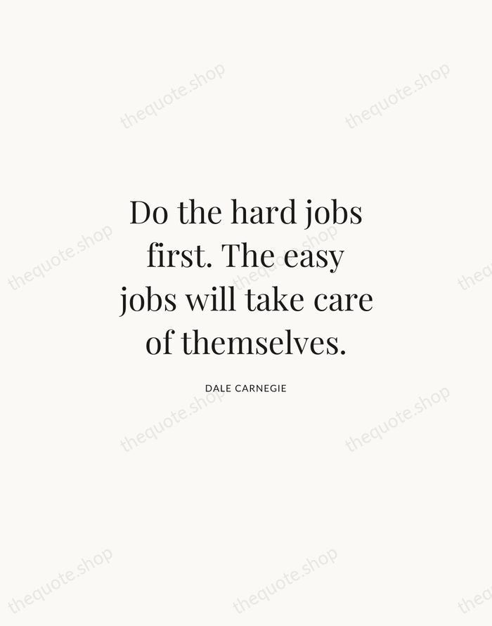 Do the hard jobs first. The easy jobs will take care of… — Dale Carnegie | Printable Wall Art — Atelier Serif