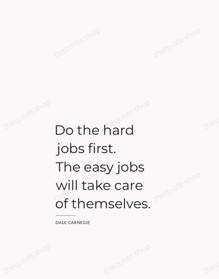 Do the hard jobs first. The easy jobs will take care of… — Dale Carnegie — Studio Left