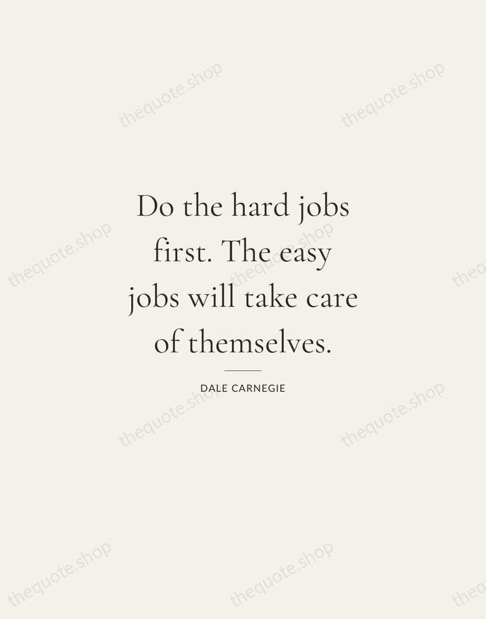 Do the hard jobs first. The easy jobs will take care of… — Dale Carnegie — Gallery Rule