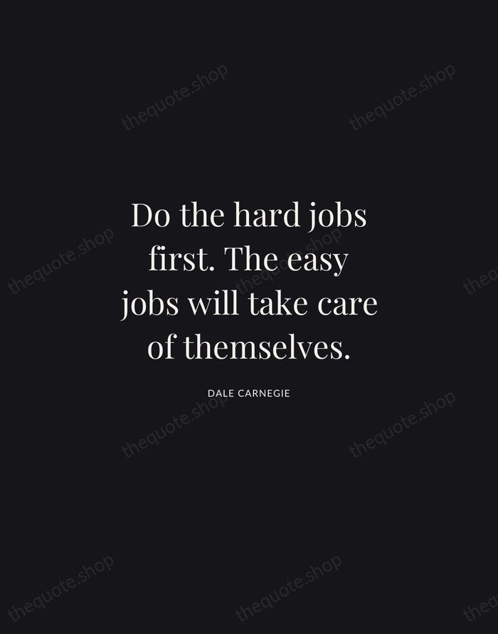 Do the hard jobs first. The easy jobs will take care of… — Dale Carnegie | Printable Wall Art — Midnight Serif
