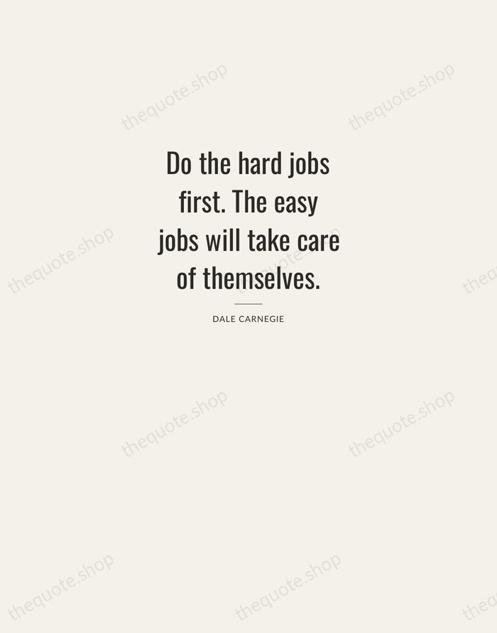 Do the hard jobs first. The easy jobs will take care of… — Dale Carnegie — Letterpress Caps