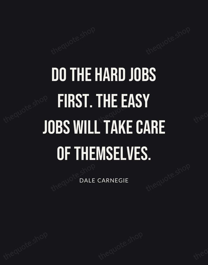 Do the hard jobs first. The easy jobs will take care of… — Dale Carnegie | Printable Wall Art — Poster Condensed