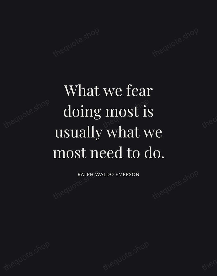 What we fear doing most is usually what we most need to… — Ralph Waldo Emerson | Printable Wall Art — Midnight Serif