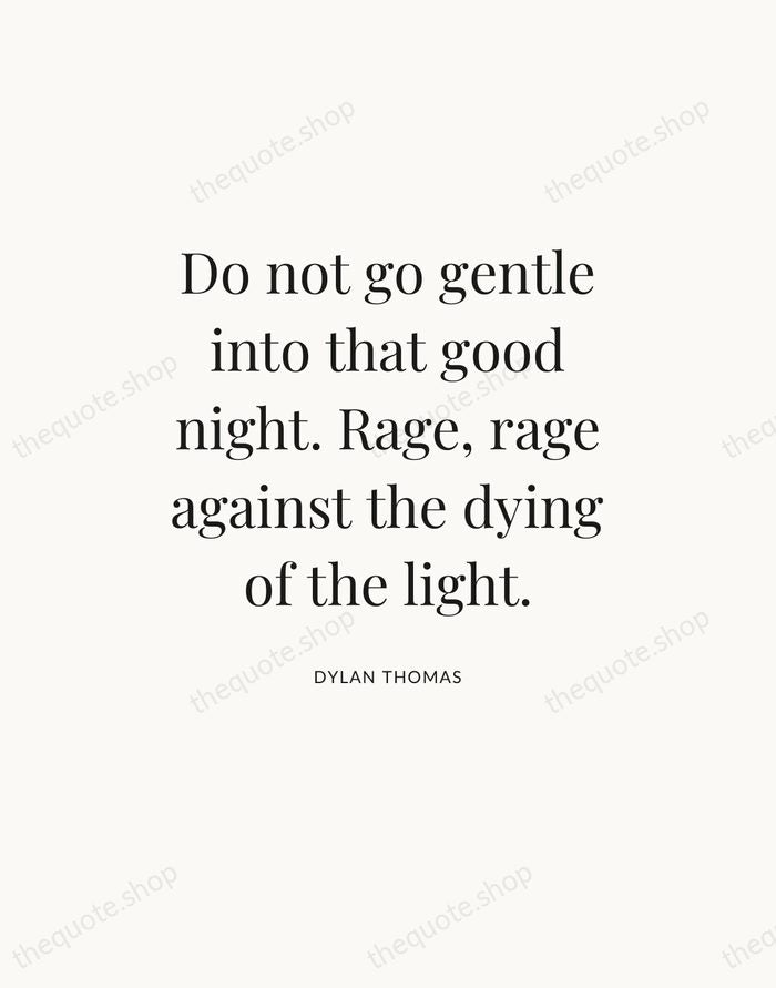 Do not go gentle into that good night. Rage, rage against the… — Dylan Thomas — Statement Serif