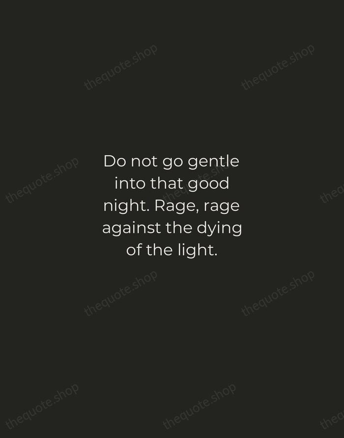 Do not go gentle into that good night. Rage, rage against the… — Dylan Thomas — Tracked Caps Unsigned