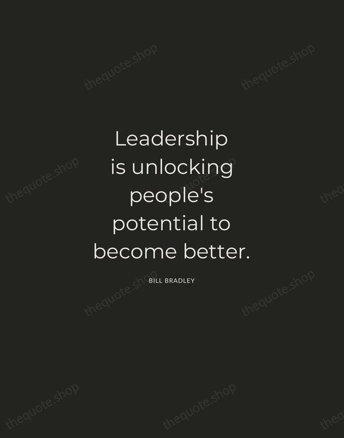 Leadership is unlocking people's potential to become better. — Bill Bradley — Charcoal Sans
