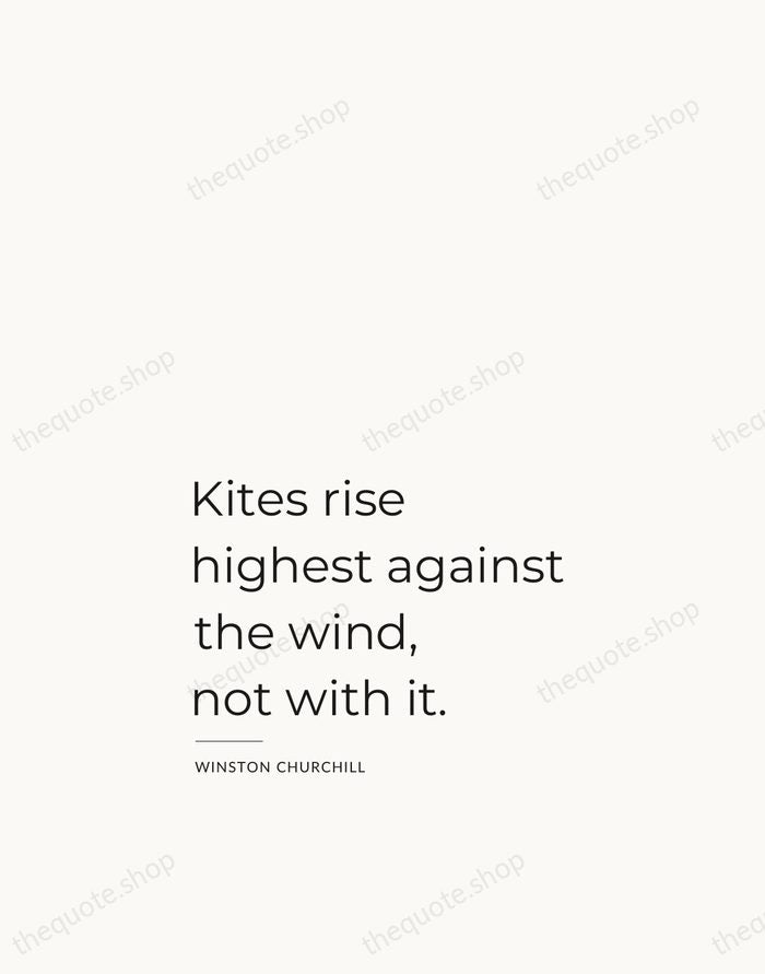 Kites rise highest against the wind, not with it. — Winston Churchill — Studio Left