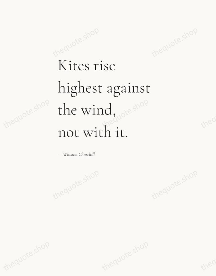 Kites rise highest against the wind, not with it. — Winston Churchill — Editorial Left Serif