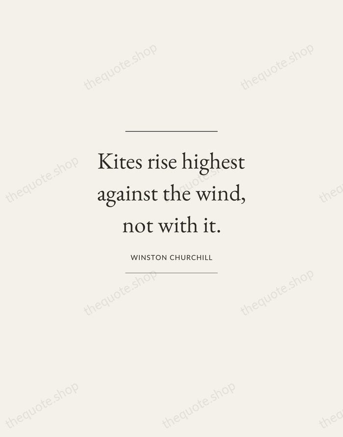 Kites rise highest against the wind, not with it. — Winston Churchill — Gallery Frame