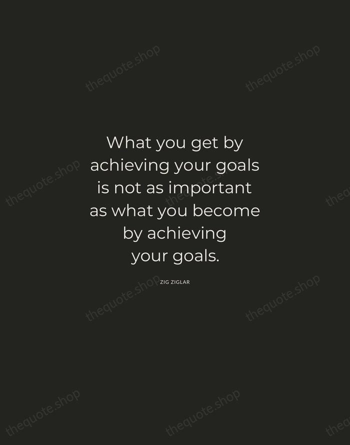 What you get by achieving your goals is not as important as… — Zig Ziglar — Charcoal Sans