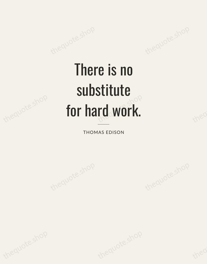 There is no substitute for hard work. — Thomas Edison — Letterpress Caps