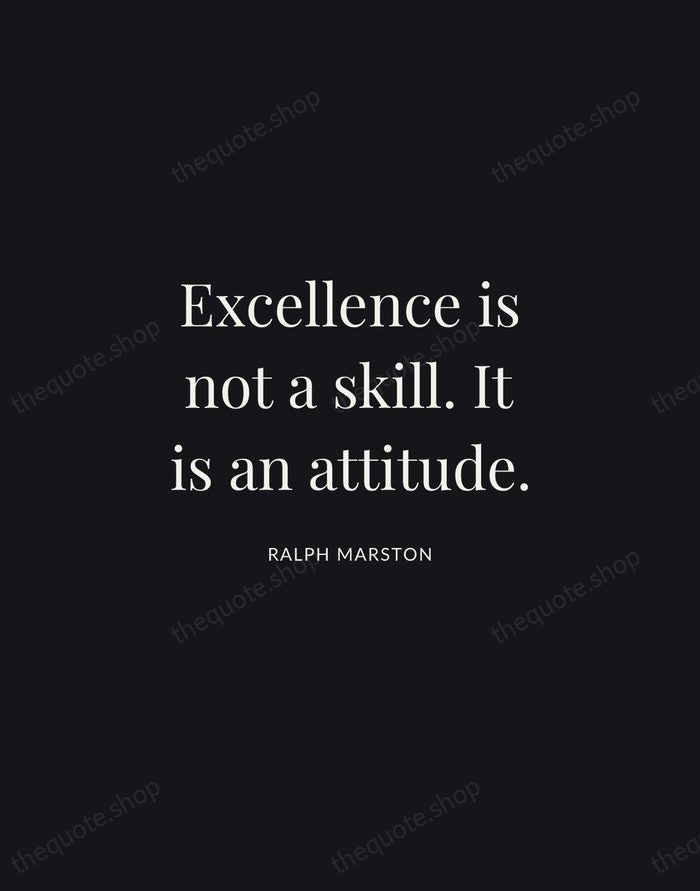 Excellence is not a skill. It is an attitude. — Ralph Marston | Printable Wall Art — Midnight Serif