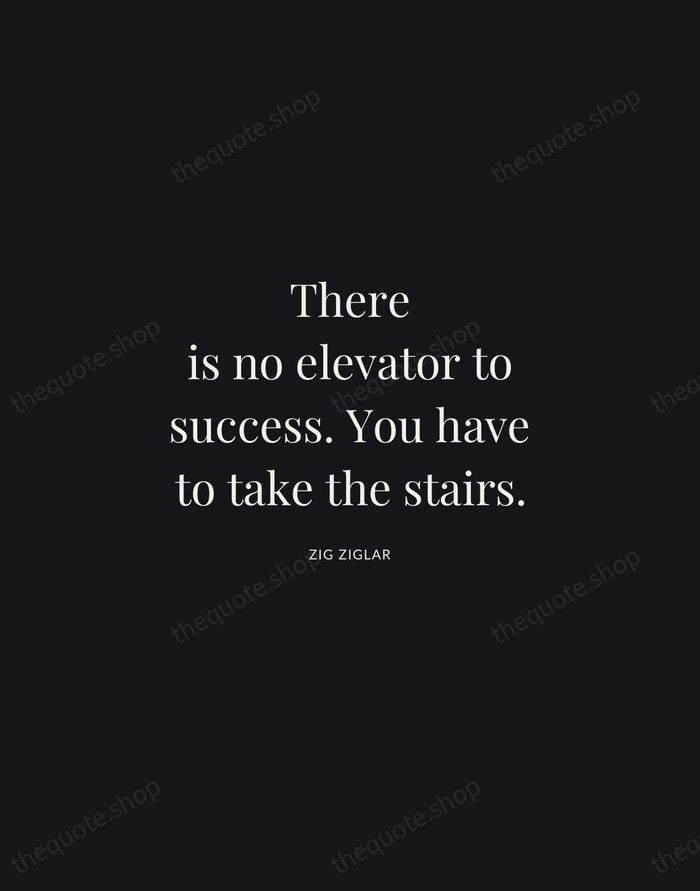 There is no elevator to success. You have to take the stairs. — Zig Ziglar | Printable Wall Art — Midnight Serif