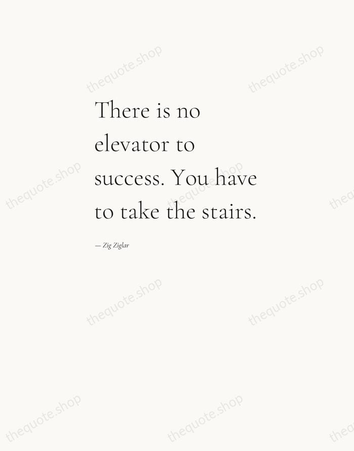 There is no elevator to success. You have to take the stairs. — Zig Ziglar — Editorial Left Serif