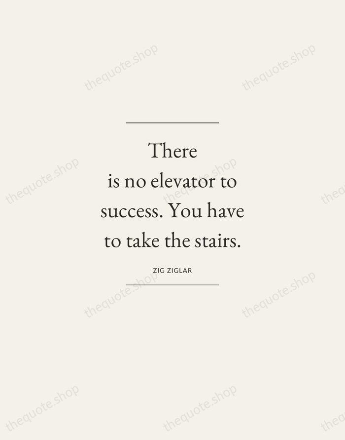 There is no elevator to success. You have to take the stairs. — Zig Ziglar — Gallery Frame
