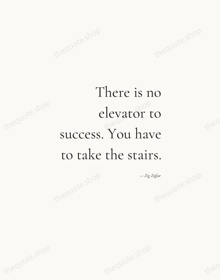 There is no elevator to success. You have to take the stairs. — Zig Ziglar — Soft Serif Right