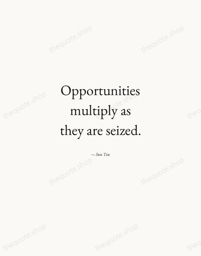Opportunities multiply as they are seized. — Sun Tzu — Quiet Garamond