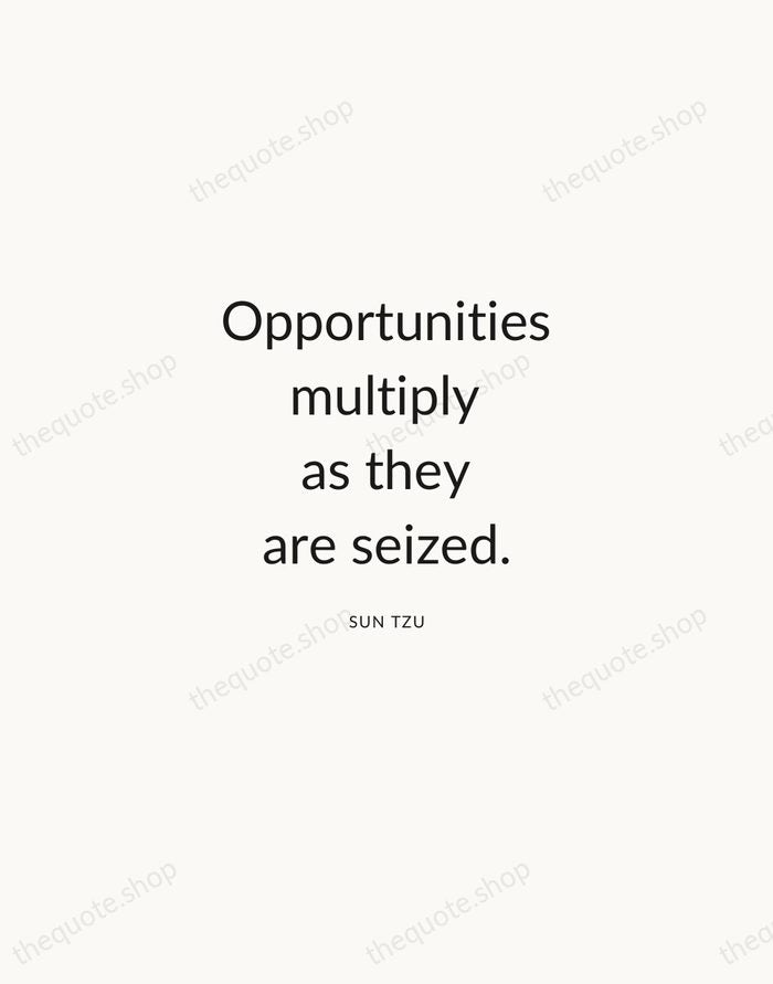 Opportunities multiply as they are seized. — Sun Tzu — Modern Sans Calm