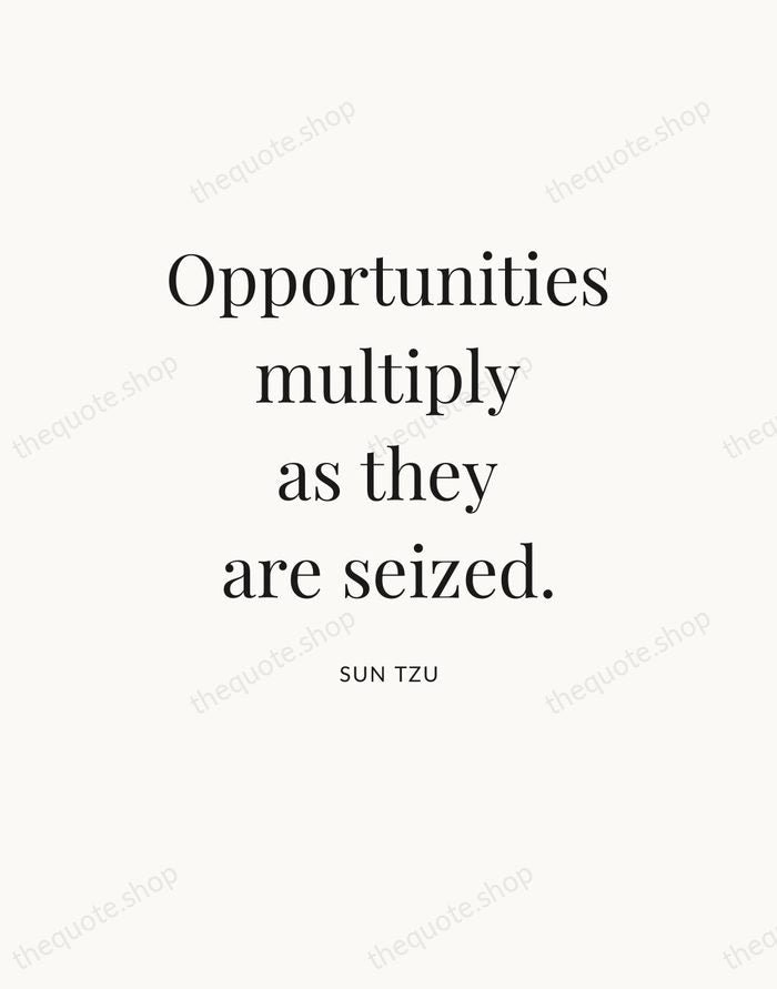 Opportunities multiply as they are seized. — Sun Tzu — Statement Serif