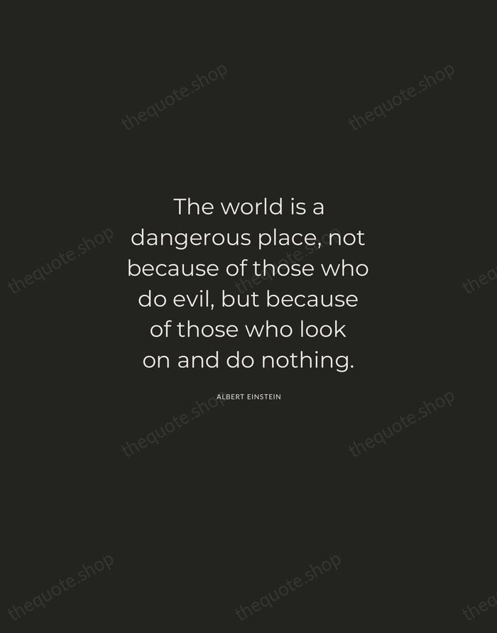 The world is a dangerous place, not because of those who do… — Albert Einstein — Charcoal Sans