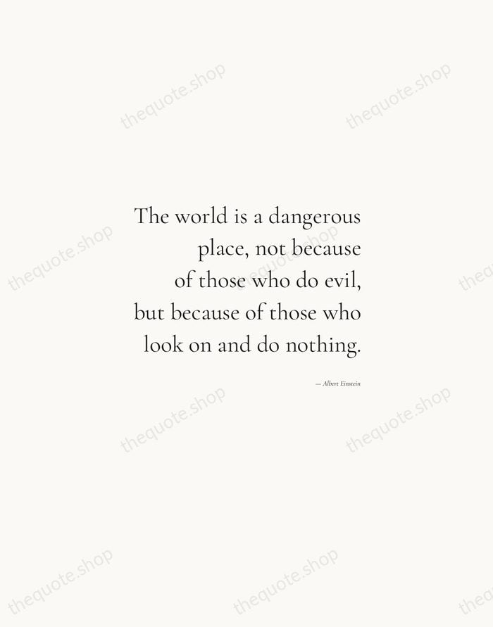 The world is a dangerous place, not because of those who do… — Albert Einstein — Soft Serif Right