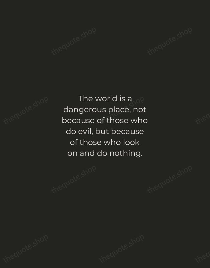 The world is a dangerous place, not because of those who do… — Albert Einstein — Tracked Caps Unsigned
