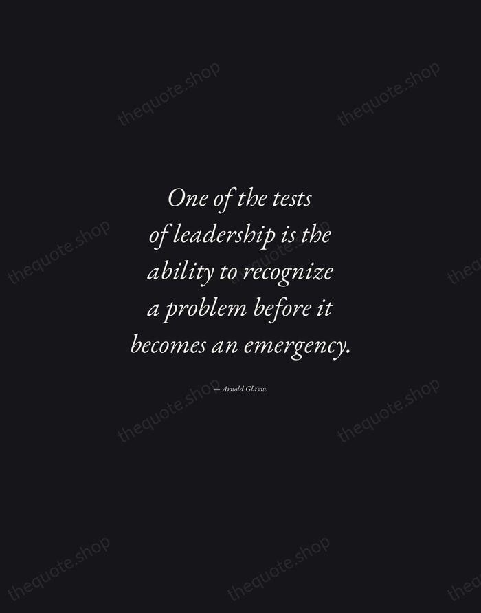 One of the tests of leadership is the ability to recognize a… — Arnold Glasow — Manuscript Italic