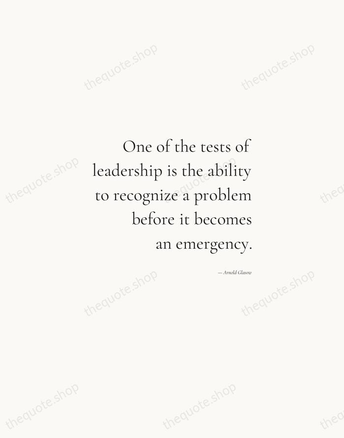One of the tests of leadership is the ability to recognize a… — Arnold Glasow — Soft Serif Right