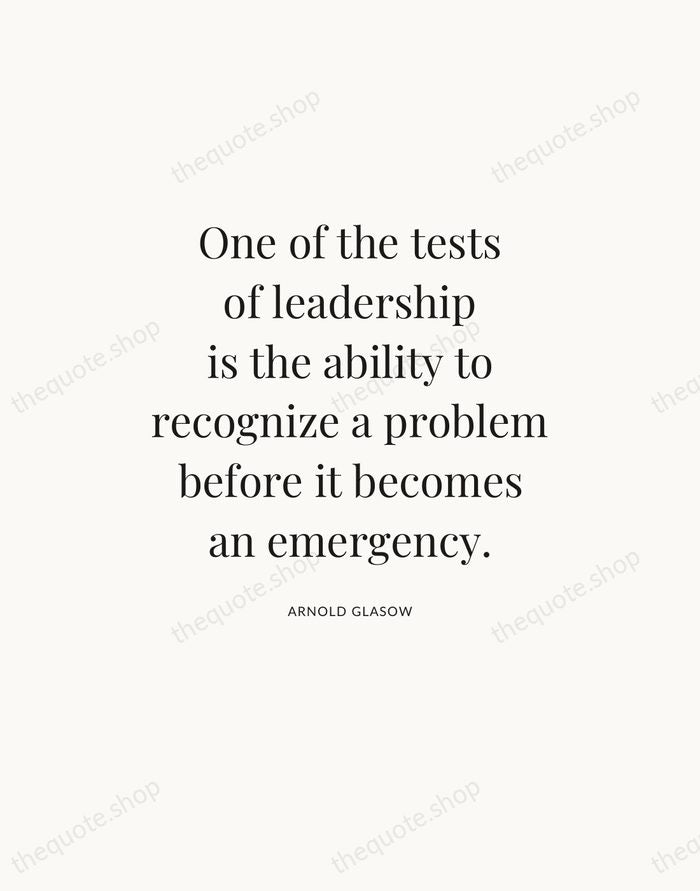 One of the tests of leadership is the ability to recognize a… — Arnold Glasow — Statement Serif