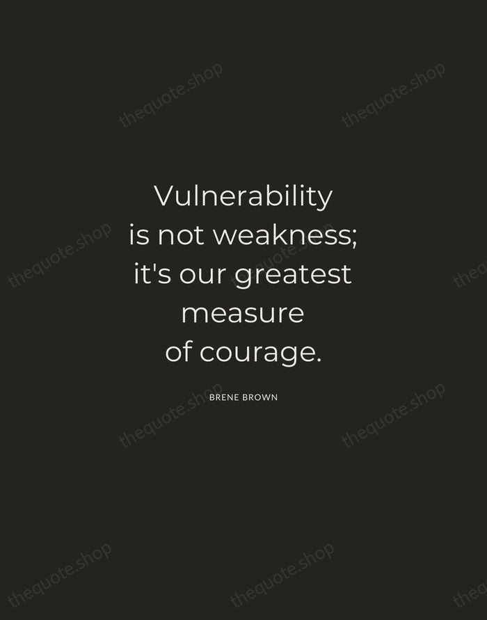 Vulnerability is not weakness; it's our greatest measure of courage. — Brene Brown — Charcoal Sans
