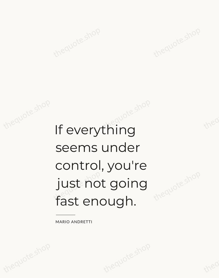 If everything seems under control, you're just not going fast enough. — Mario Andretti — Studio Left
