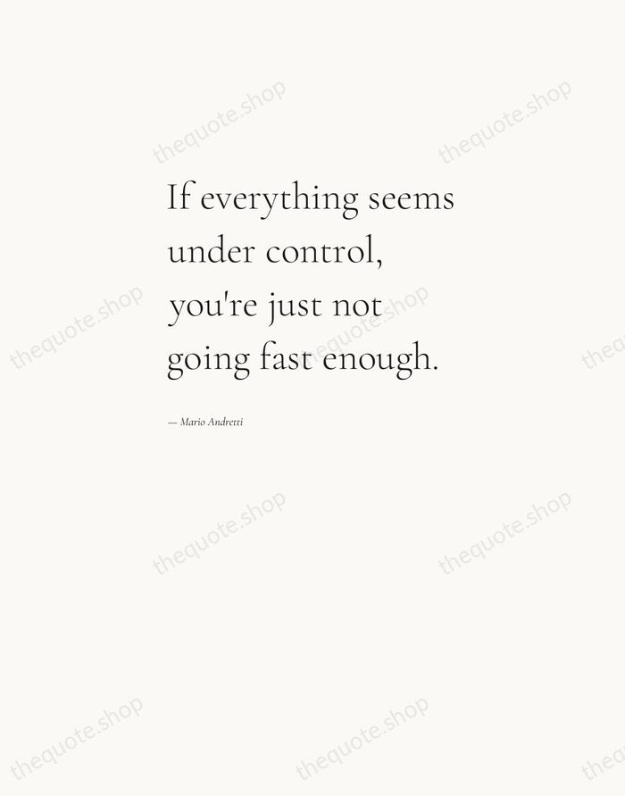 If everything seems under control, you're just not going fast enough. — Mario Andretti — Editorial Left Serif