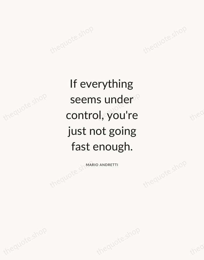 If everything seems under control, you're just not going fast enough. — Mario Andretti — Modern Sans Calm