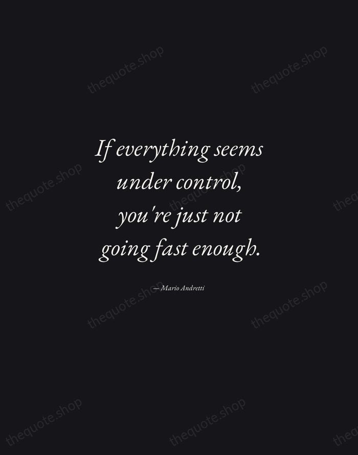 If everything seems under control, you're just not going fast enough. — Mario Andretti — Manuscript Italic