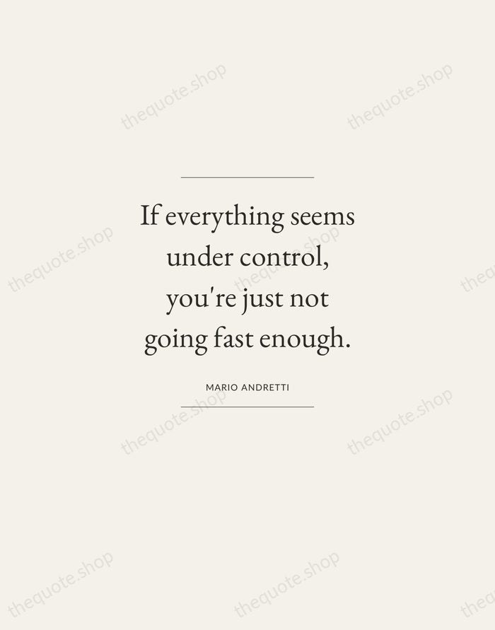 If everything seems under control, you're just not going fast enough. — Mario Andretti — Gallery Frame