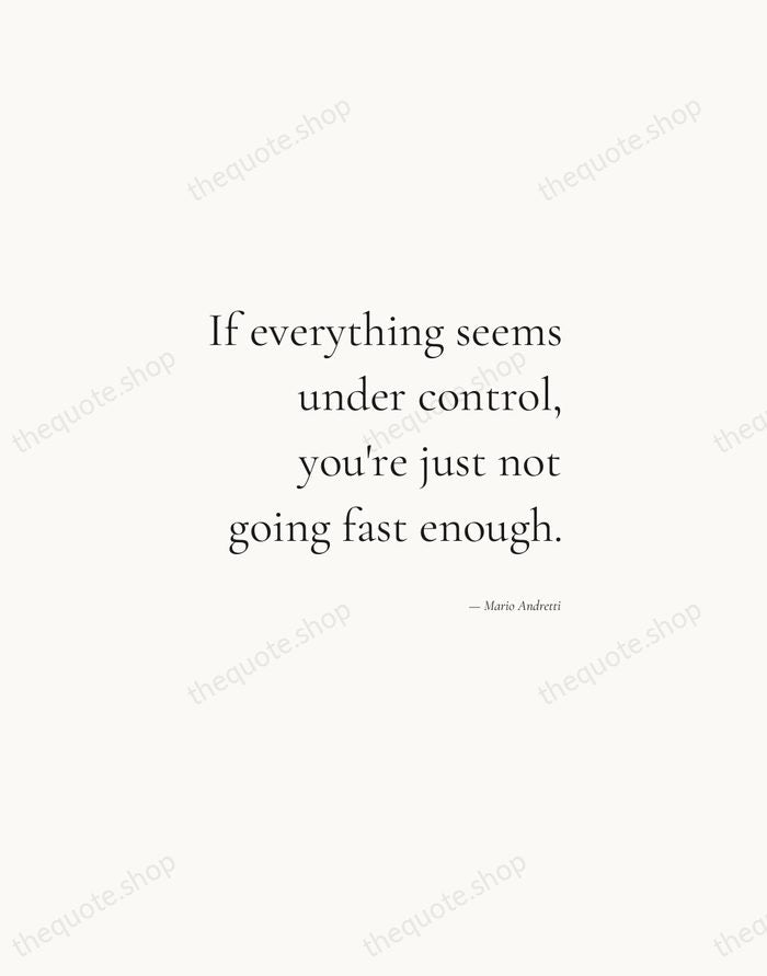 If everything seems under control, you're just not going fast enough. — Mario Andretti — Soft Serif Right