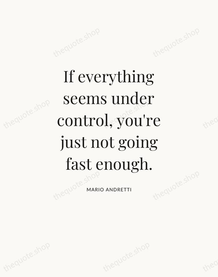 If everything seems under control, you're just not going fast enough. — Mario Andretti — Statement Serif