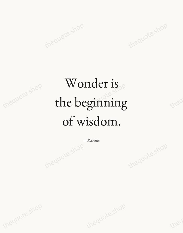 Wonder is the beginning of wisdom. — Socrates — Quiet Garamond