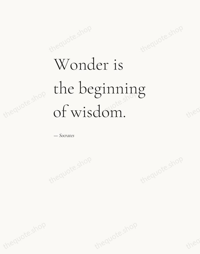 Wonder is the beginning of wisdom. — Socrates — Editorial Left Serif