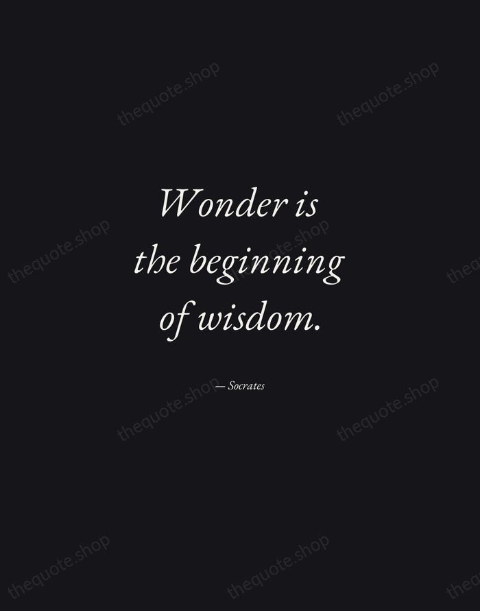 Wonder is the beginning of wisdom. — Socrates — Manuscript Italic