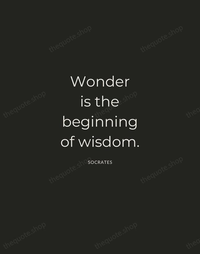 Wonder is the beginning of wisdom. — Socrates — Charcoal Sans