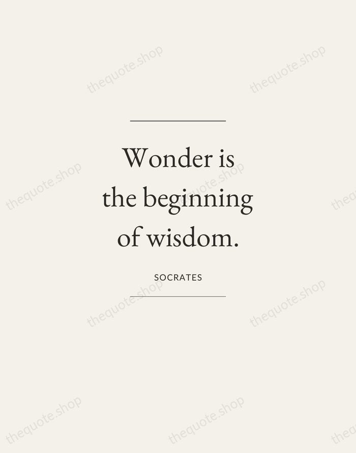 Wonder is the beginning of wisdom. — Socrates — Gallery Frame