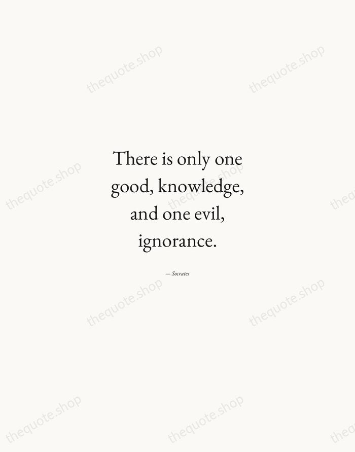 There is only one good, knowledge, and one evil, ignorance. — Socrates — Quiet Garamond