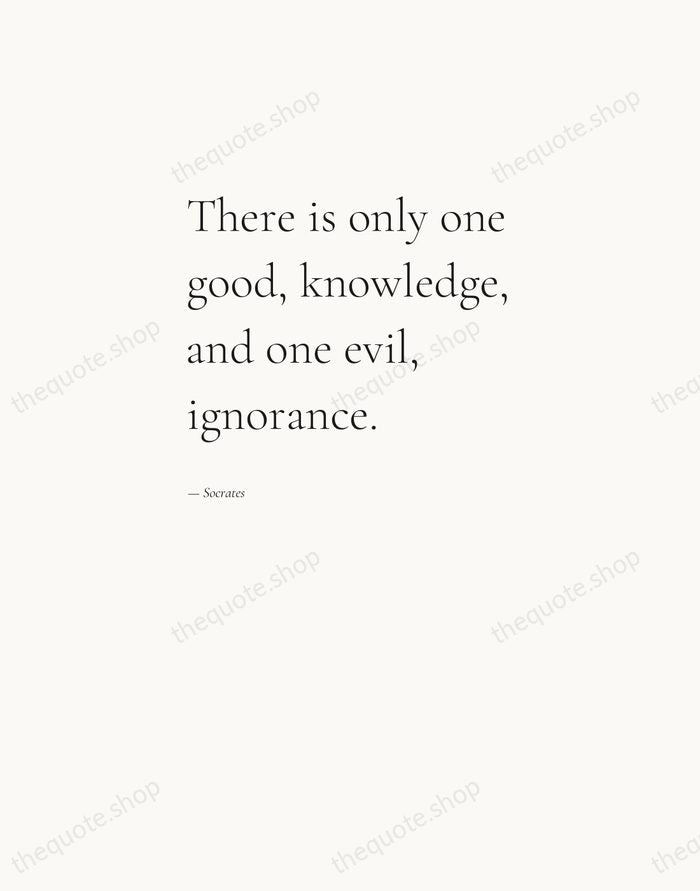 There is only one good, knowledge, and one evil, ignorance. — Socrates — Editorial Left Serif