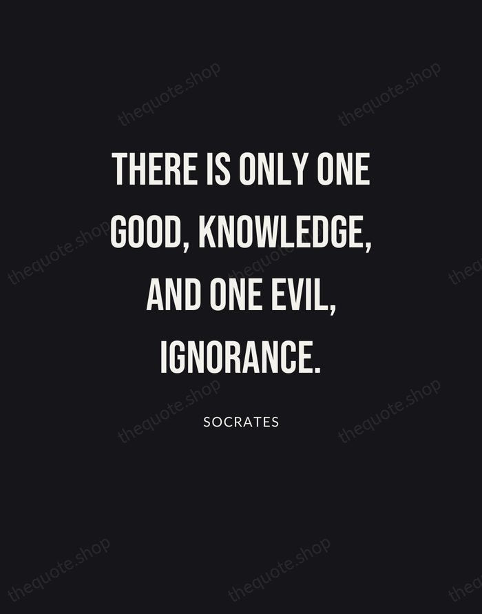 There is only one good, knowledge, and one evil, ignorance. — Socrates | Printable Wall Art — Poster Condensed